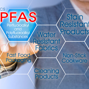 A graphic displaying a list of commonly found pfas.
