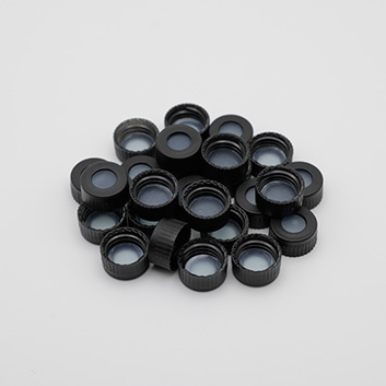 Vial caps and septa used in food and beverage testing