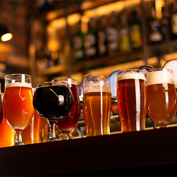 Glasses of alcohol in a Swedish bar.